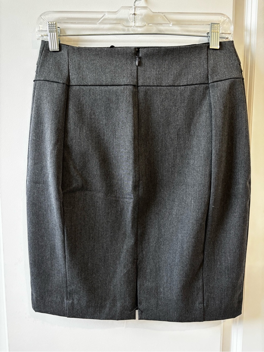 Express Dark Gray Ponte Pencil Midi Skirt with Pleat Details - Picture 4 of 8